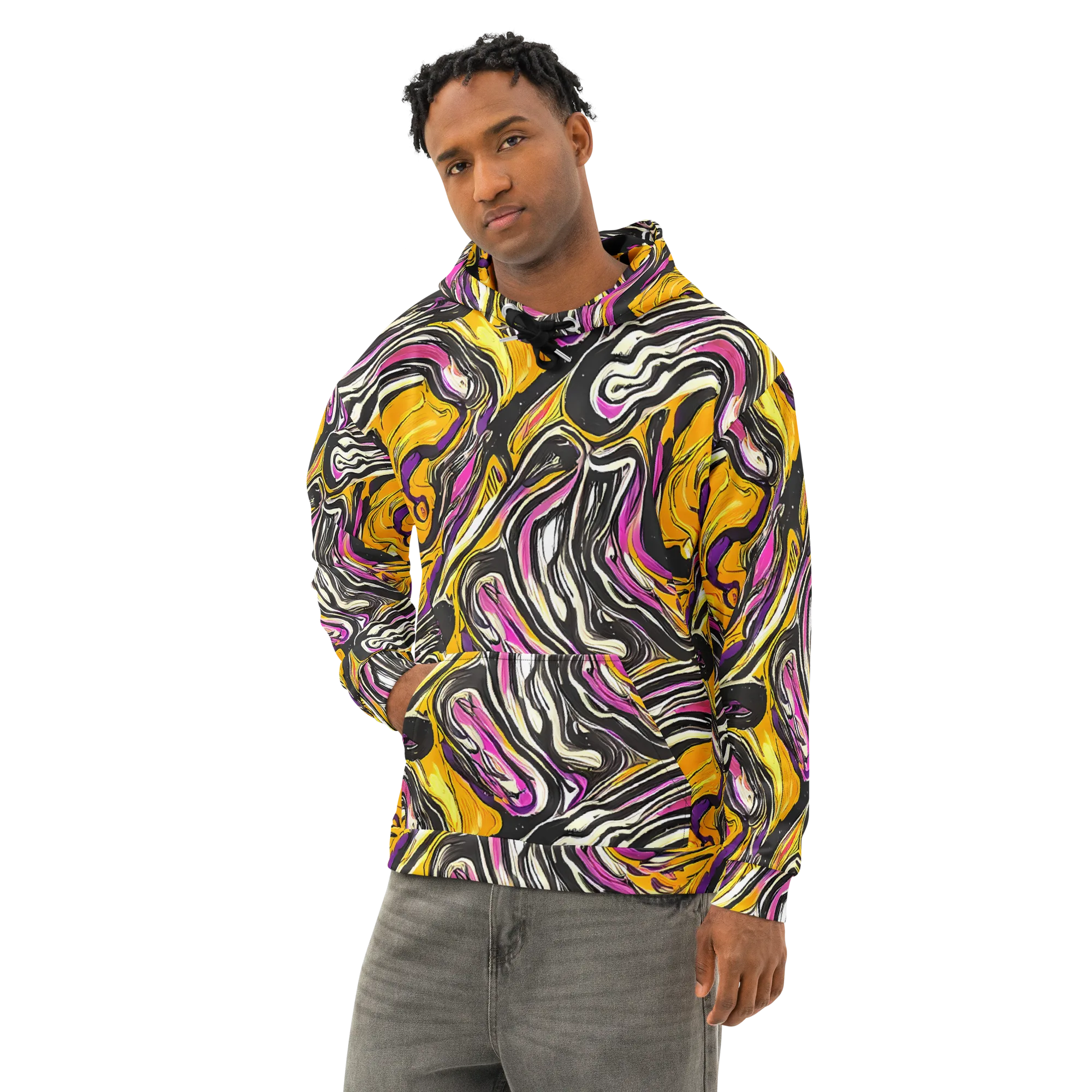 Golden Riptide on Cotton Hoodie — Left Front