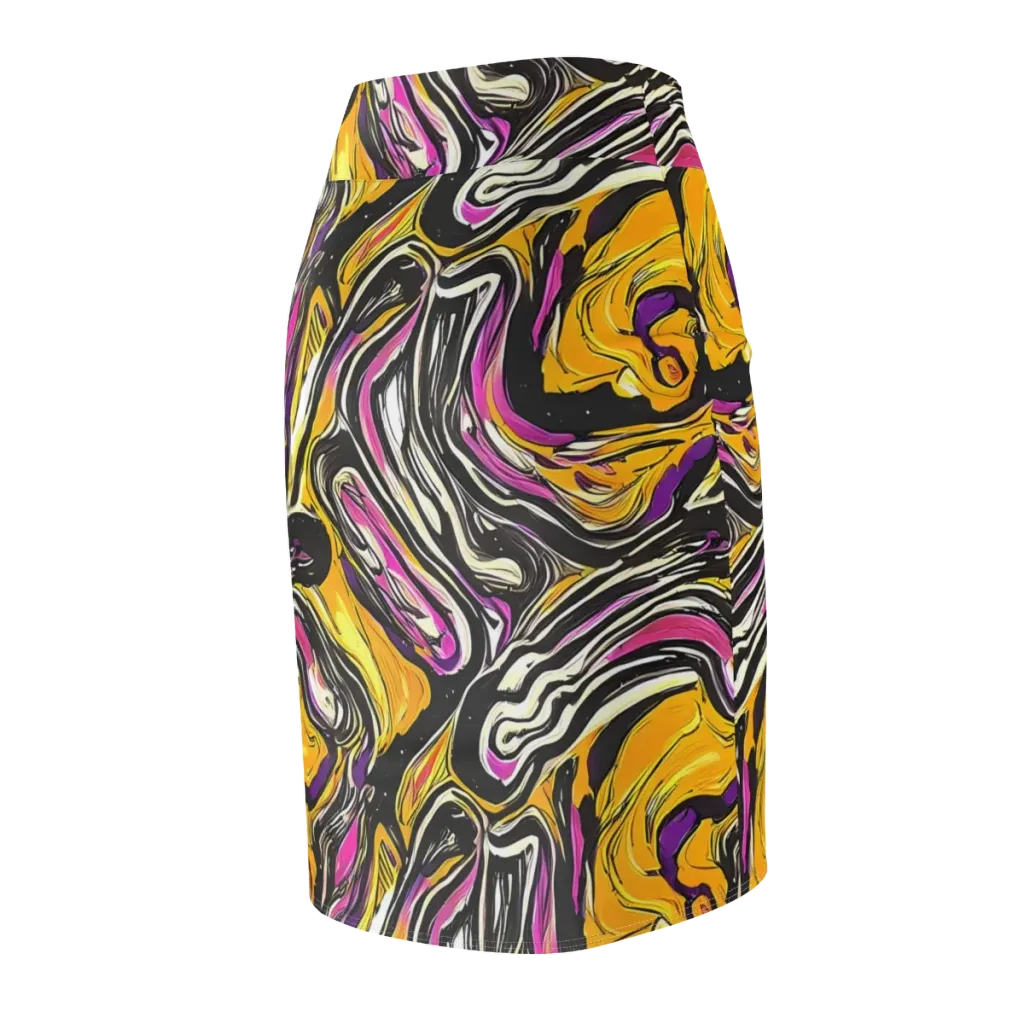 Golden Riptide on Pencil Skirt — Back Side