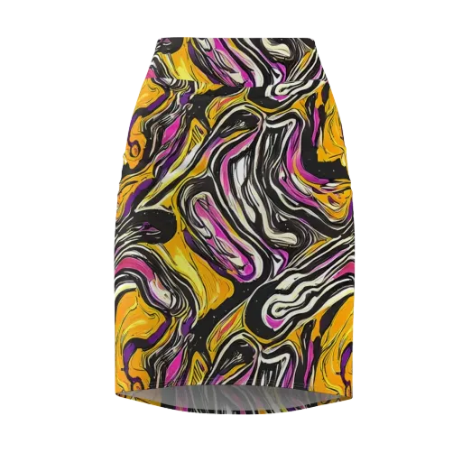 Golden Riptide on a Pencil Skirt