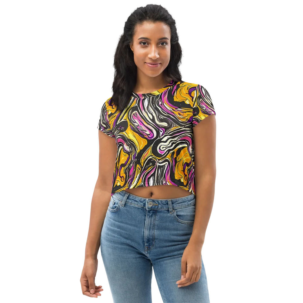Golden Riptide on Crop Tee — Front