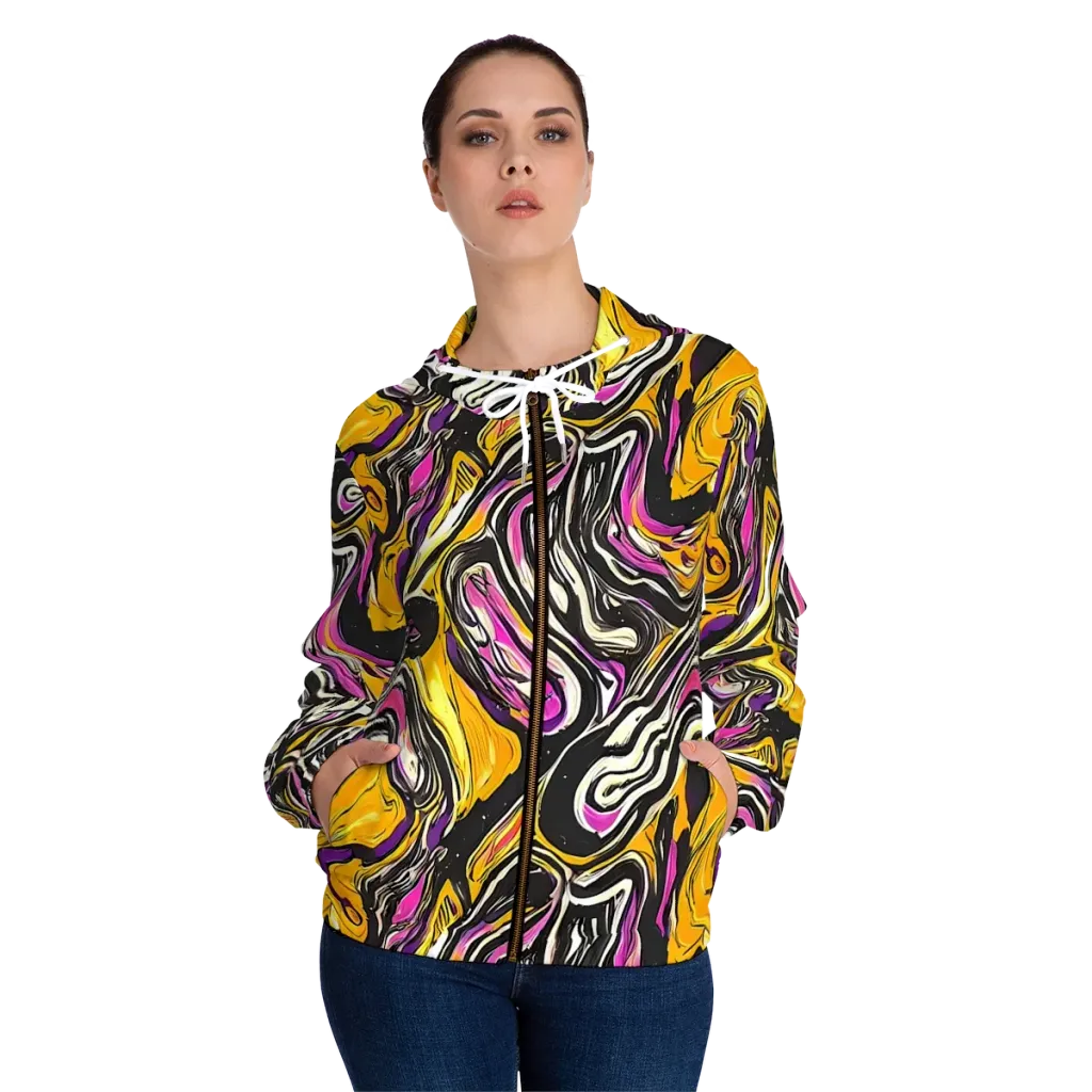 Golden Riptide on Women's Full-Zip Hoodie — Front On Person