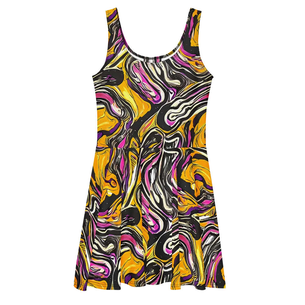 Golden Riptide on Skater Dress — Front