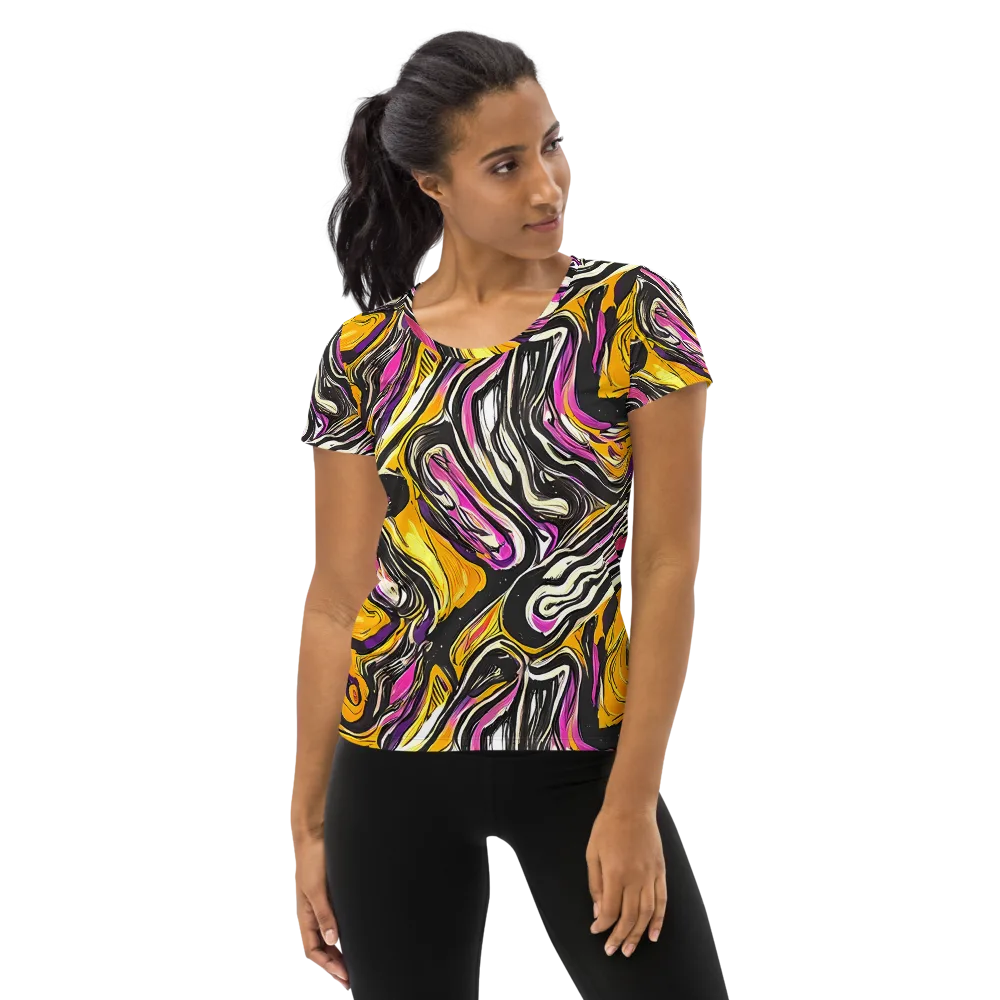 Golden Riptide on Women's Athletic T-Shirt — Front