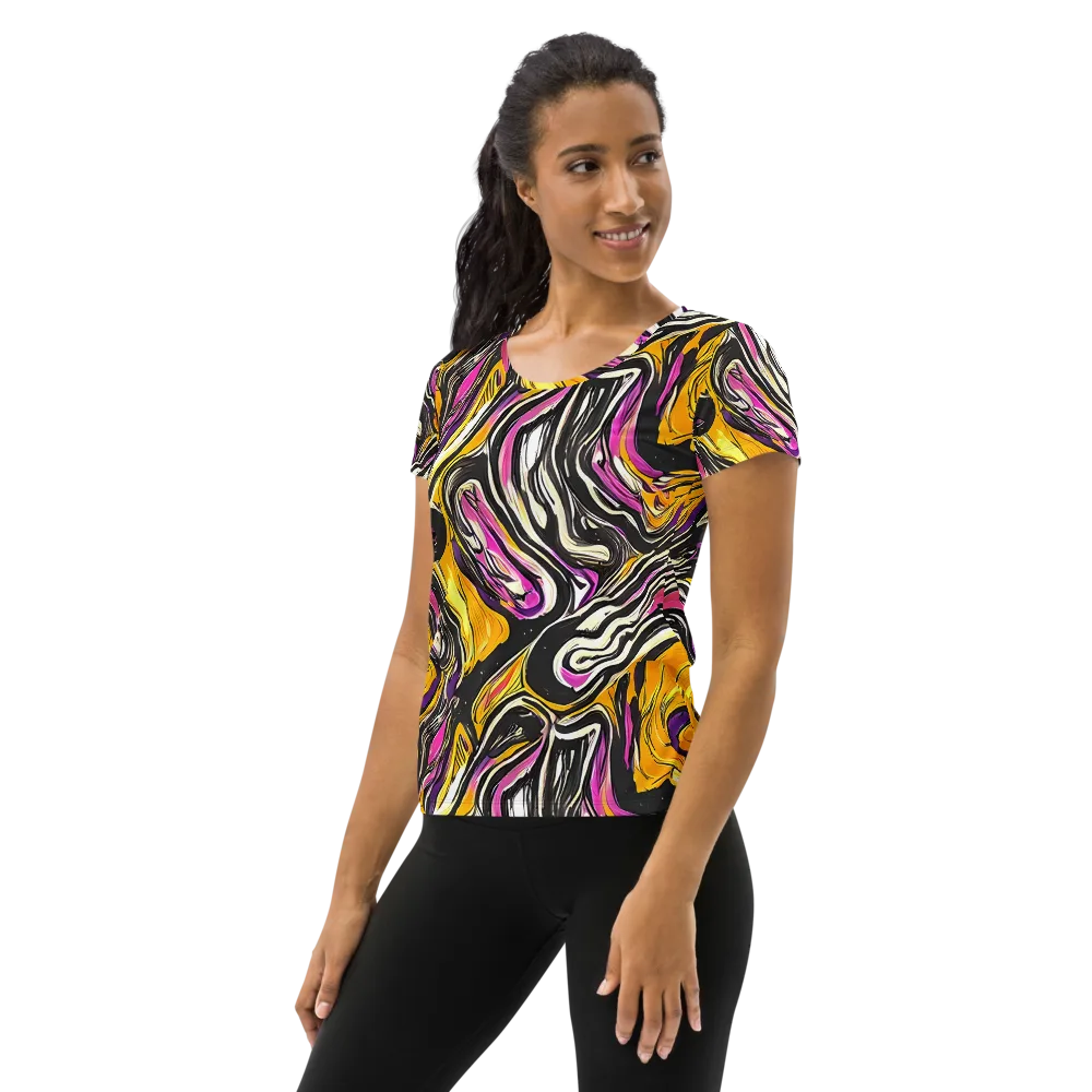 Golden Riptide on Women's Athletic T-Shirt — Left