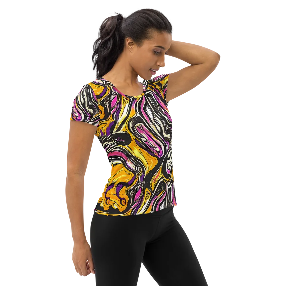 Golden Riptide on Women's Athletic T-Shirt — Right
