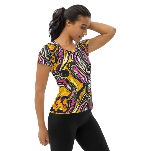 Golden Riptide on a Women's Athletic T-Shirt
