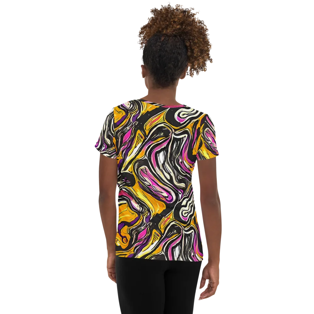 Golden Riptide on Women's Athletic T-Shirt — Back