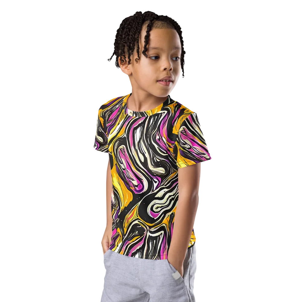 Golden Riptide on Kids Crew Neck T-Shirt — Left Front