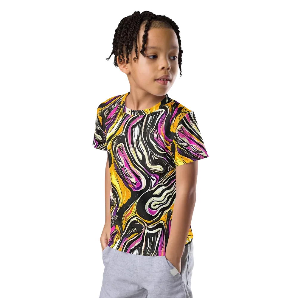 Golden Riptide on Kids Crew Neck T-Shirt — Left Front