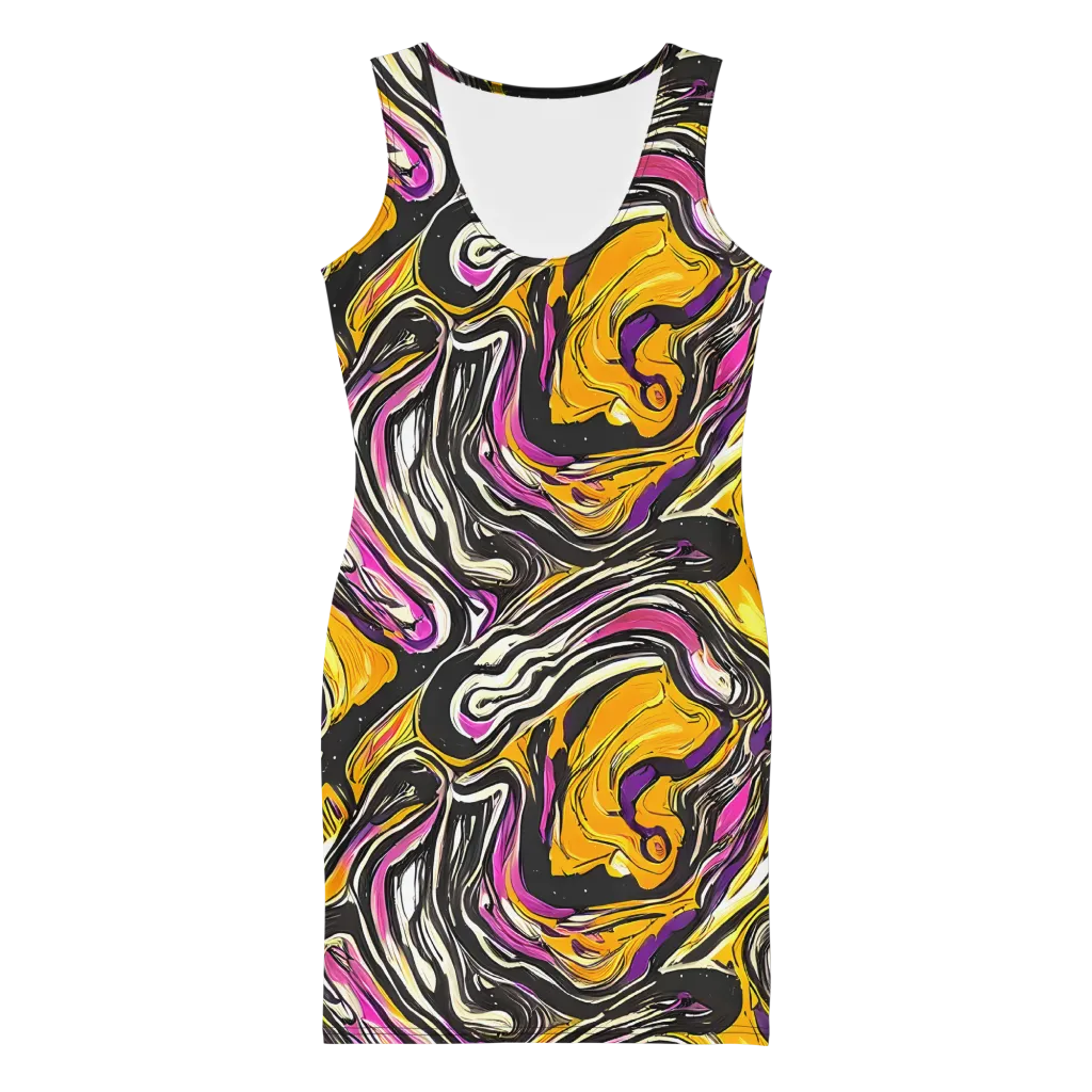 Golden Riptide on Bodycon Dress — Front