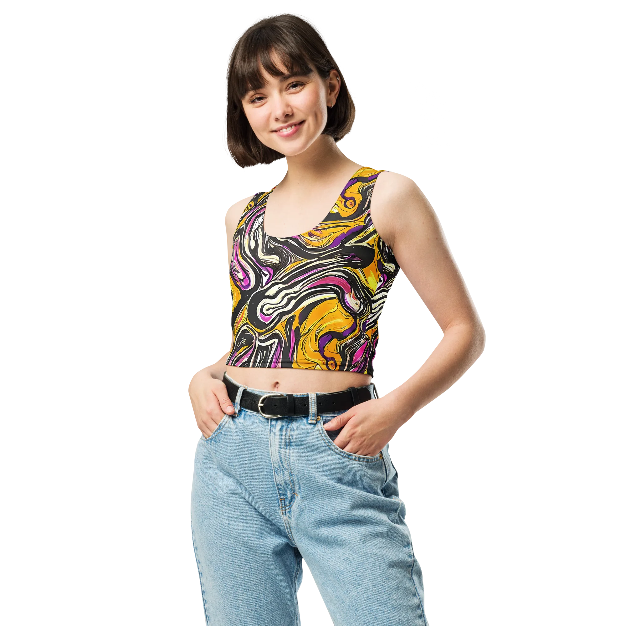 Golden Riptide on Crop Top — Front