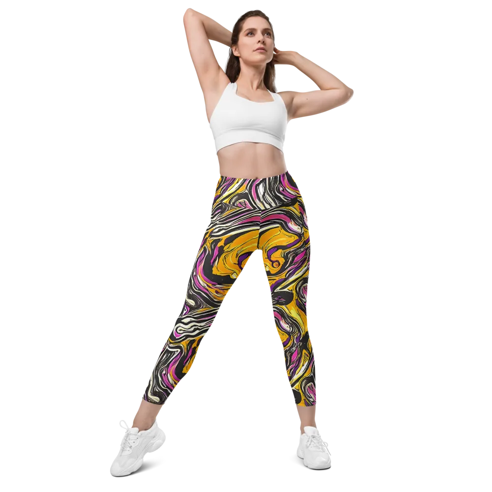 Golden Riptide on Leggings with Pockets — Front
