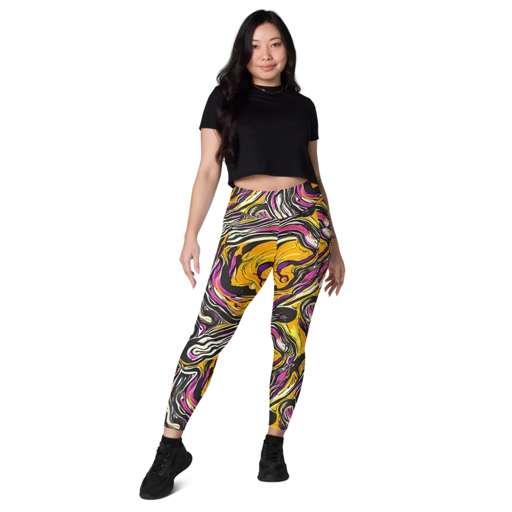Golden Riptide on Leggings with Pockets — Front
