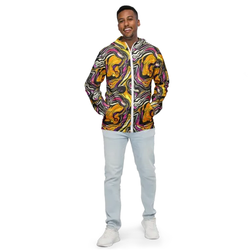 Golden Riptide on a Men's Windbreaker