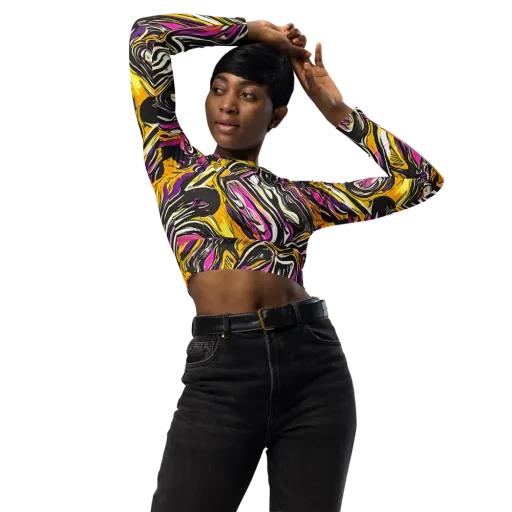 Golden Riptide on a Long Sleeve Crop Top