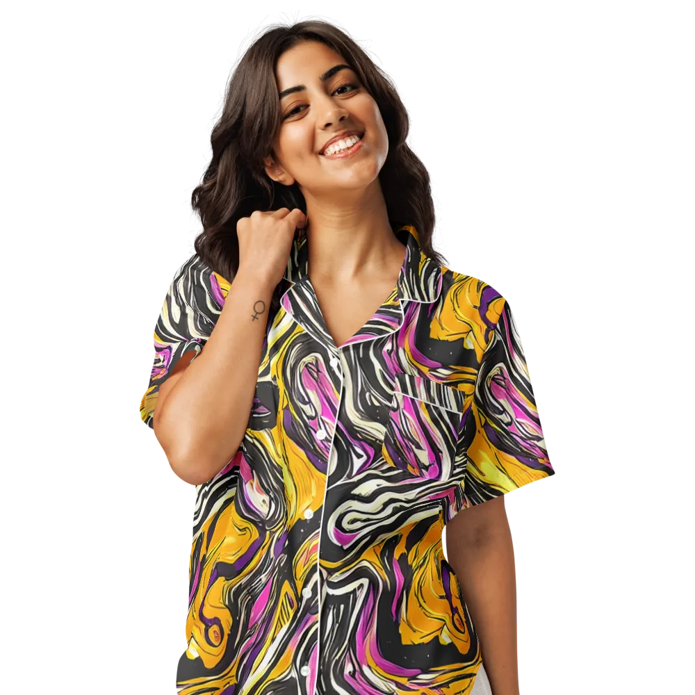 Golden Riptide on Women's Short Sleeve Pajama Top — Front