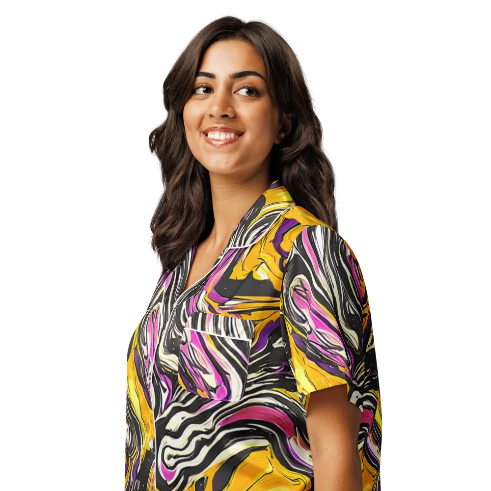 Golden Riptide on Women's Short Sleeve Pajama Top — Left Front