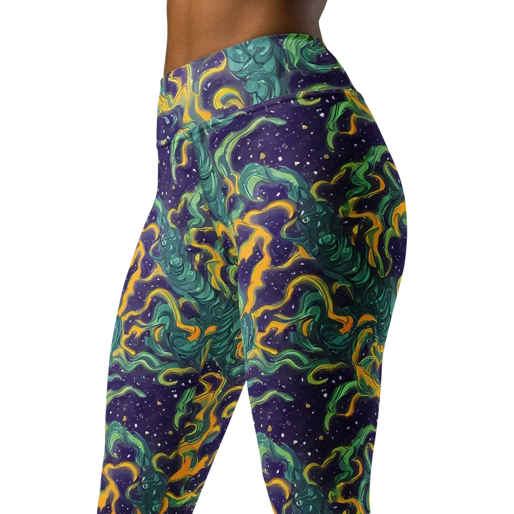 Viridian Eclipse on Yoga Leggings — Left Front