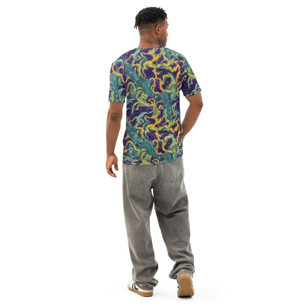 Viridian Eclipse on Men's Cotton Crew Neck T-Shirt — Back
