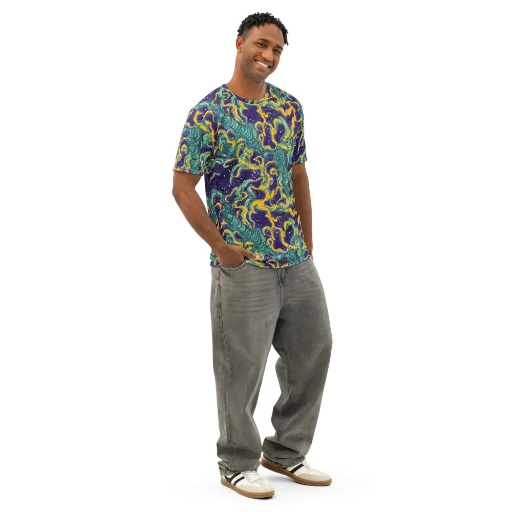 Viridian Eclipse on Men's Cotton Crew Neck T-Shirt — Right Front