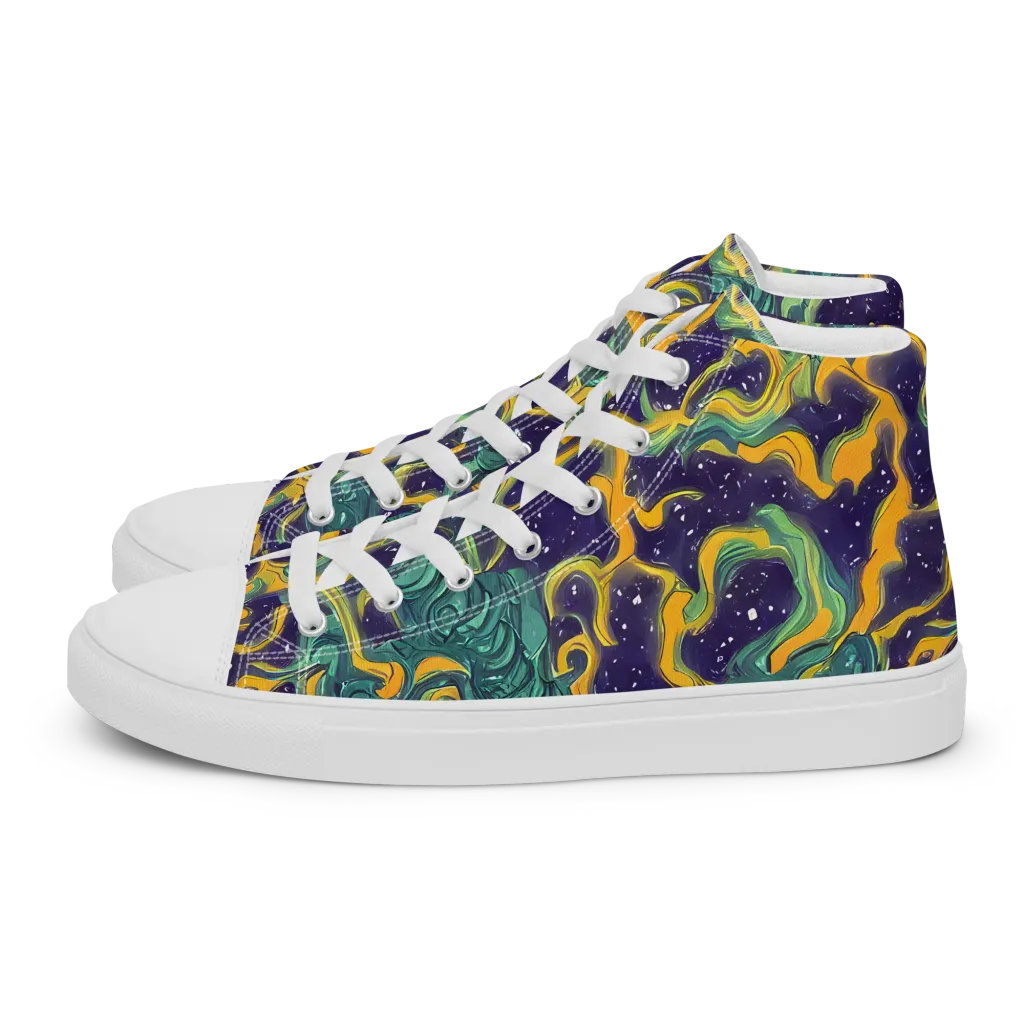 Viridian Eclipse on Men's High Top Canvas Shoes — Left