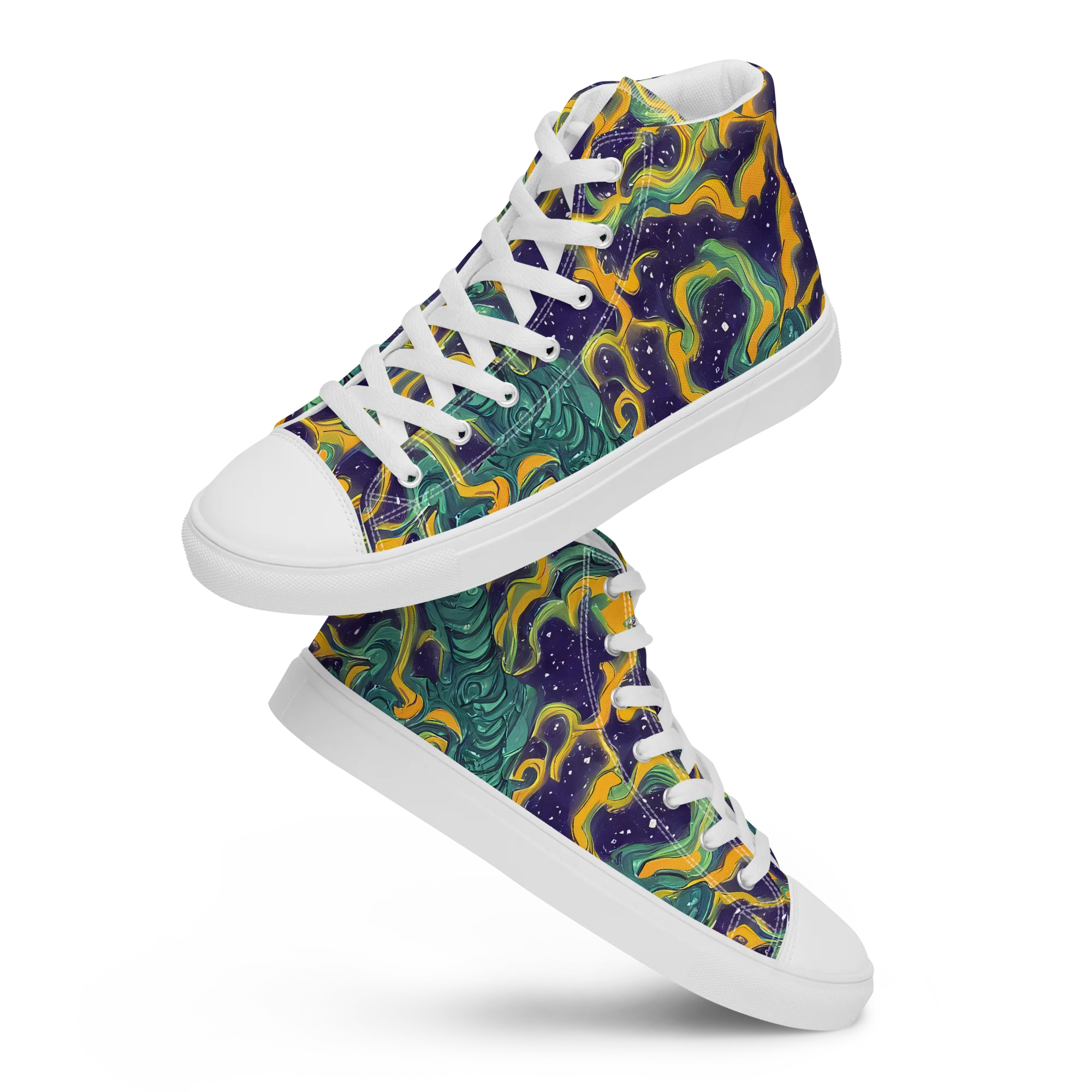 Viridian Eclipse on Men's High Top Canvas Shoes — Front