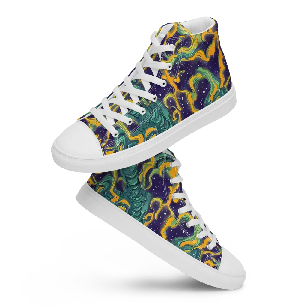 Viridian Eclipse on Men's High Top Canvas Shoes — Front