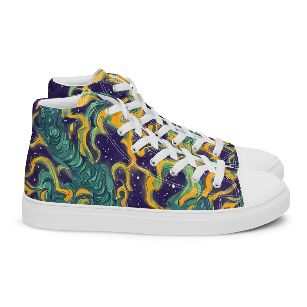 Viridian Eclipse on Women's High Top Canvas Shoes — Right