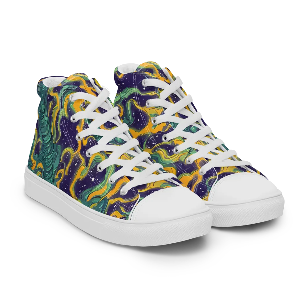 Viridian Eclipse on Women's High Top Canvas Shoes — Right Front