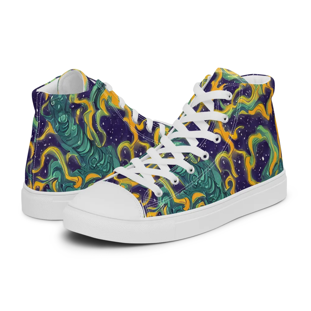 Viridian Eclipse on Women's High Top Canvas Shoes — Left