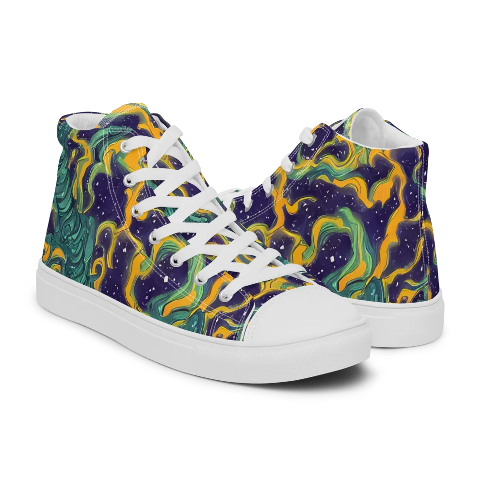 Viridian Eclipse on Women's High Top Canvas Shoes — Right