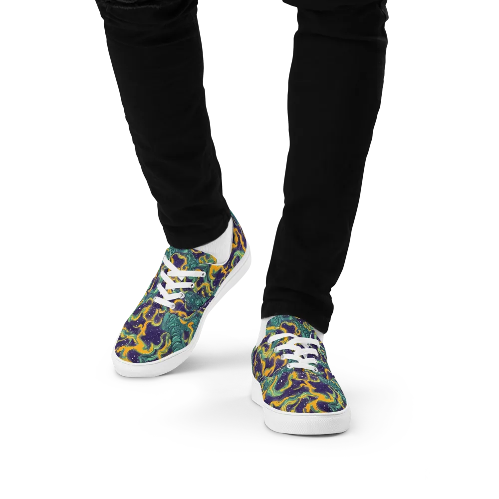 Viridian Eclipse on Men's Lace-Up Canvas Shoes — Front
