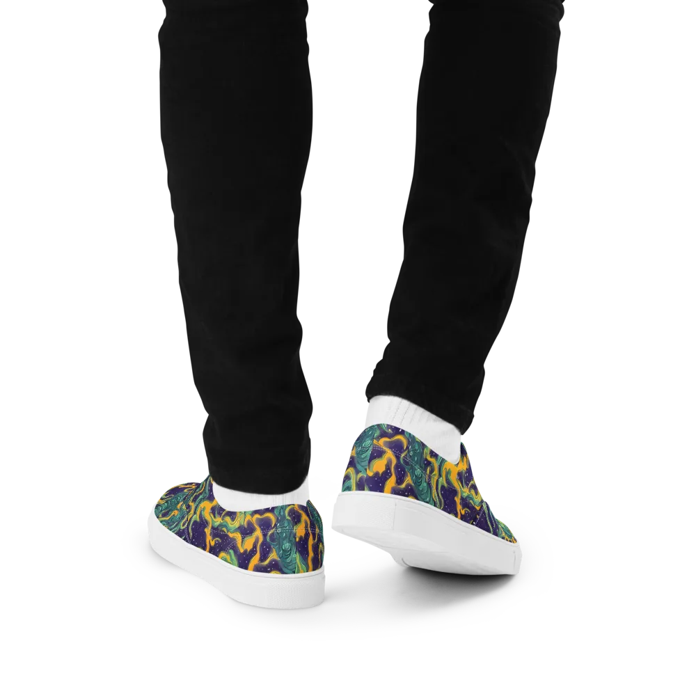 Viridian Eclipse on Men's Lace-Up Canvas Shoes — Back