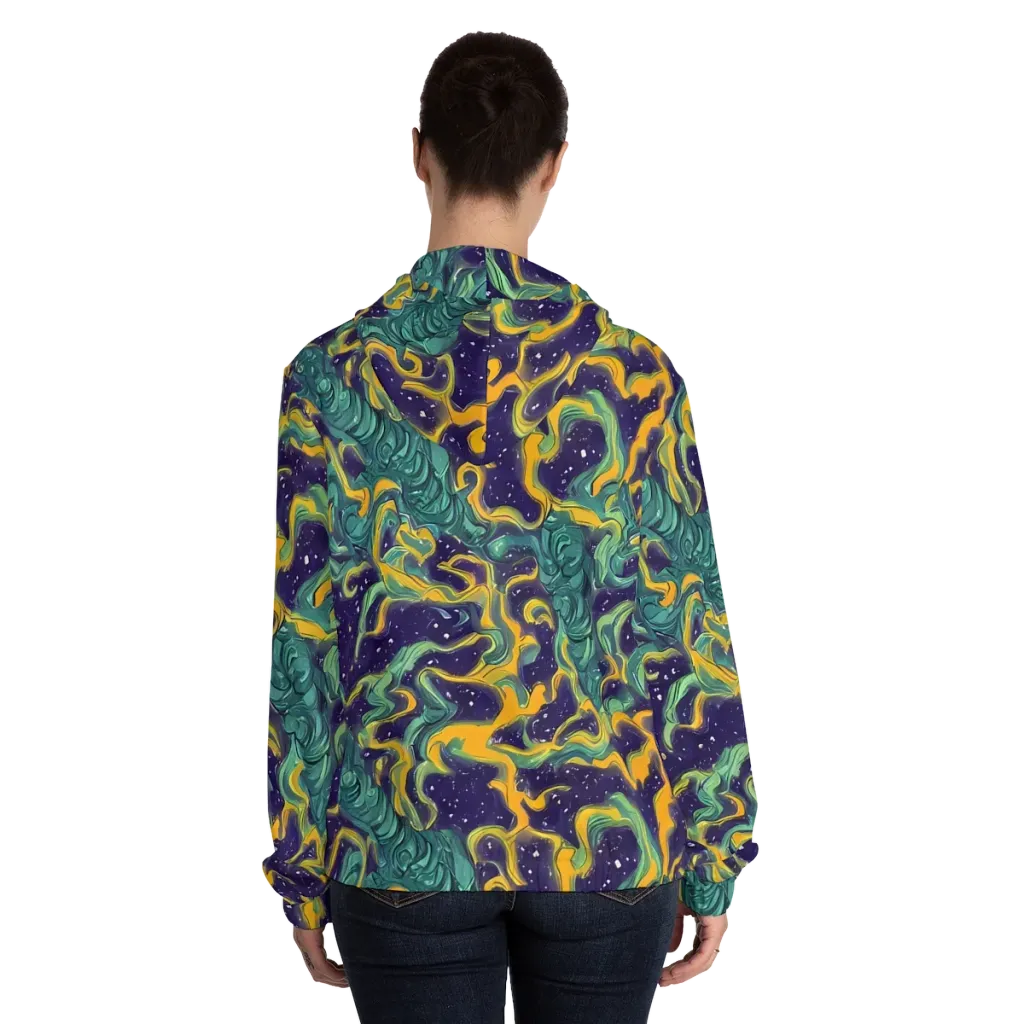 Viridian Eclipse on Women's Full-Zip Hoodie — Back On Person