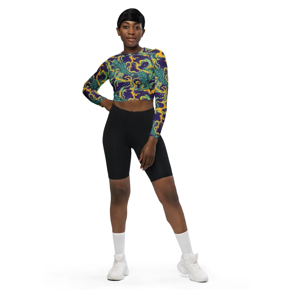 Viridian Eclipse on Long Sleeve Crop Top — Front