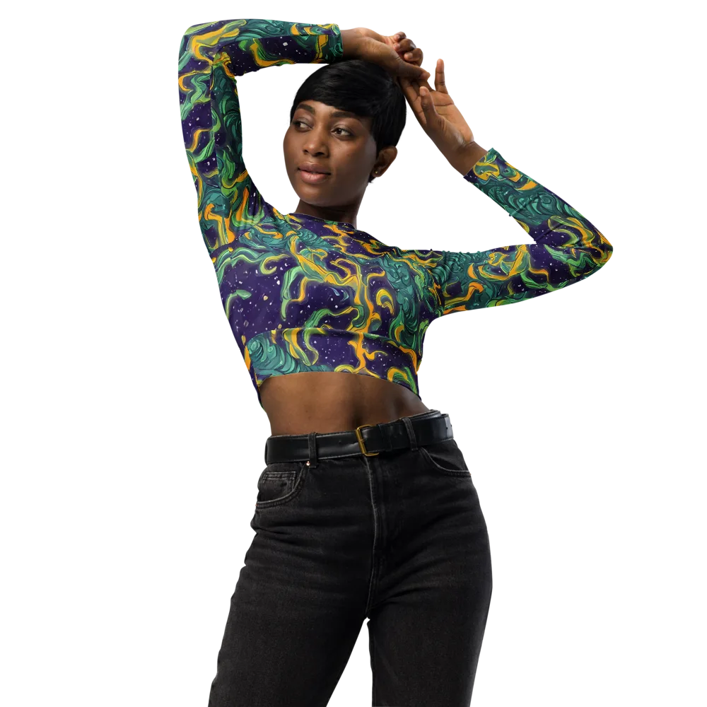 Viridian Eclipse on Long Sleeve Crop Top — Front