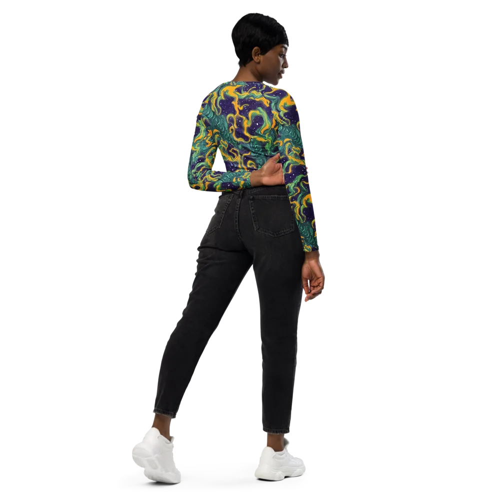 Viridian Eclipse on Long Sleeve Crop Top — Right Back