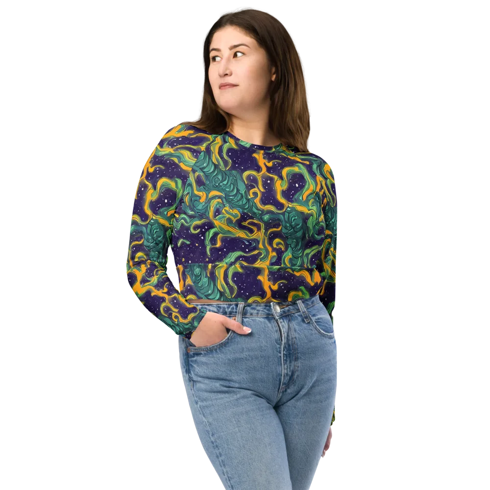 Viridian Eclipse on Long Sleeve Crop Top — Front