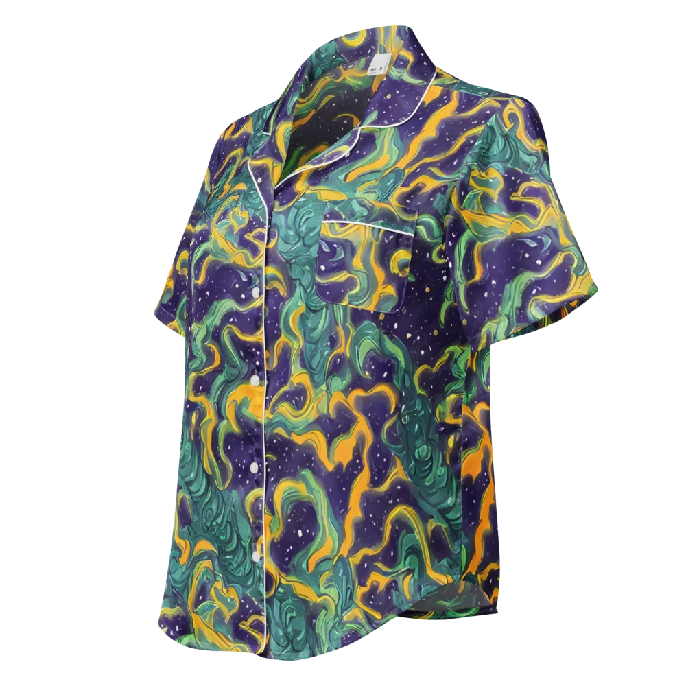 Viridian Eclipse on Women's Short Sleeve Pajama Top — Left Front