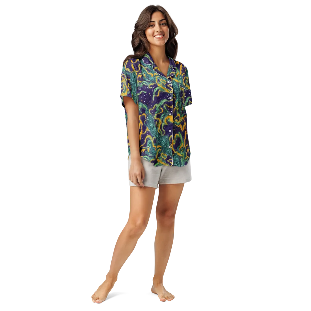 Viridian Eclipse on Women's Short Sleeve Pajama Top — Front