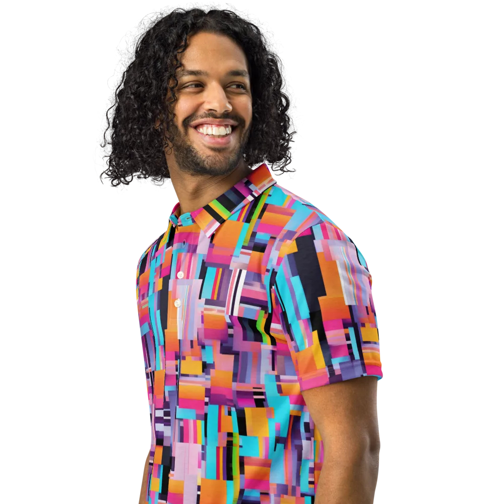 Chromatic Circuit on Men's Slim Fit Polo Shirt — Left Front