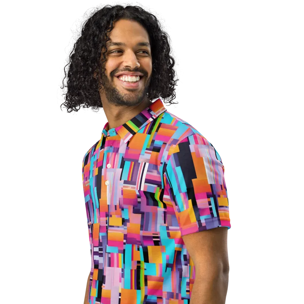 Chromatic Circuit on Men's Slim Fit Polo Shirt — Left Front