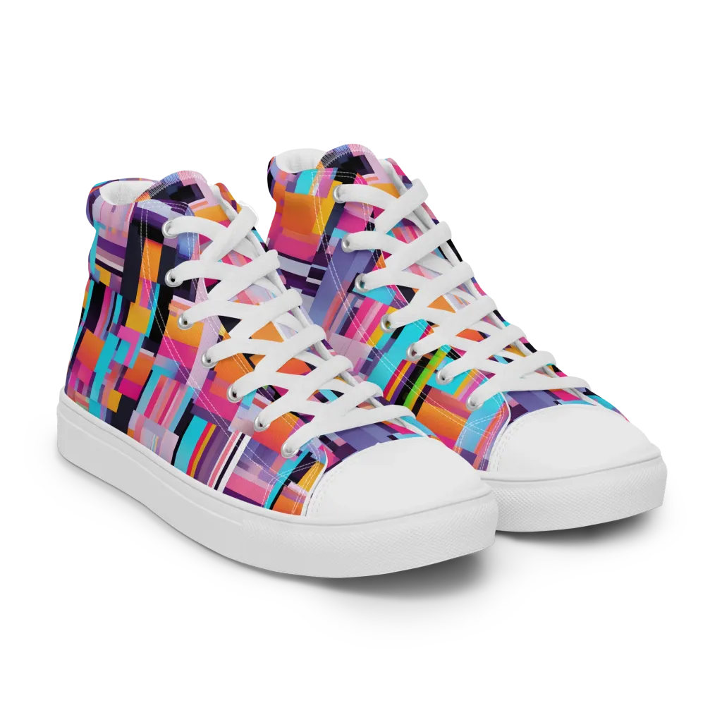 Chromatic Circuit on Men's High Top Canvas Shoes — Right Front