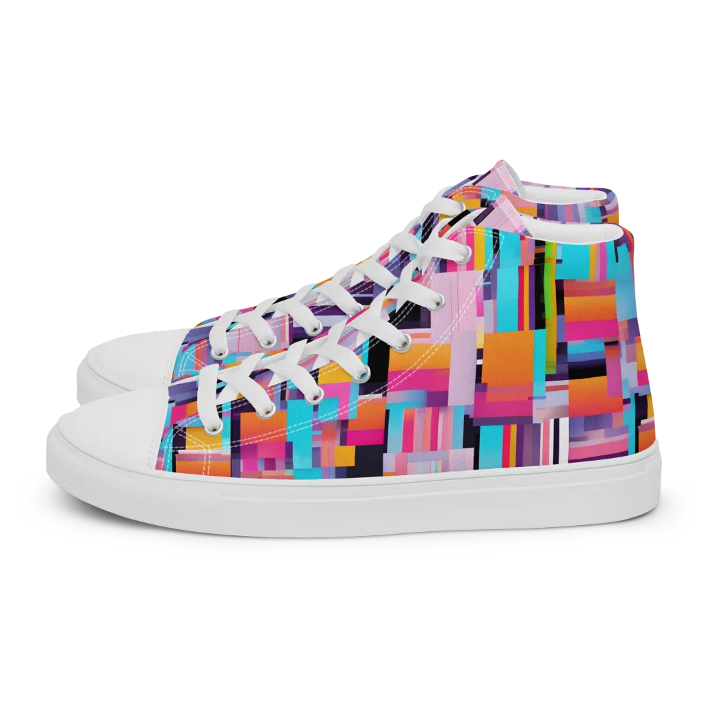 Chromatic Circuit on Men's High Top Canvas Shoes — Left