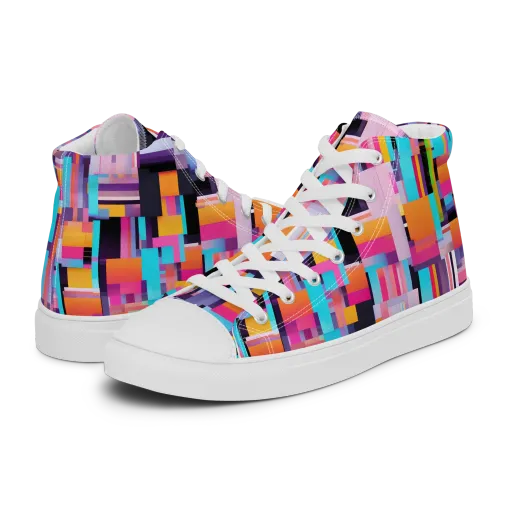 Chromatic Circuit on a Men's High Top Canvas Shoes