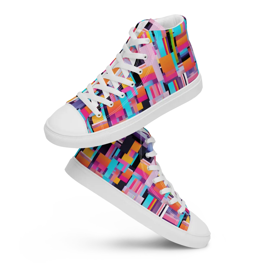 Chromatic Circuit on Men's High Top Canvas Shoes — Front