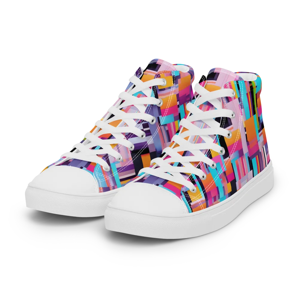 Chromatic Circuit on Women's High Top Canvas Shoes — Left Front