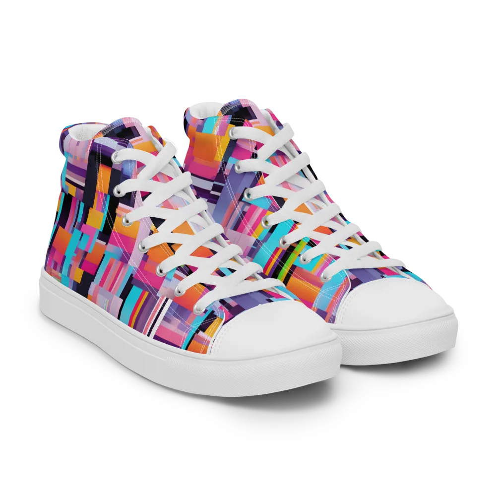 Chromatic Circuit on Women's High Top Canvas Shoes — Right Front
