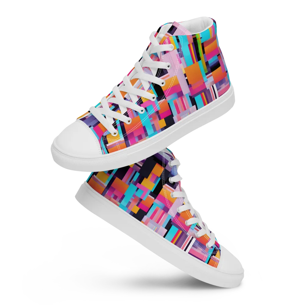 Chromatic Circuit on Women's High Top Canvas Shoes — Front