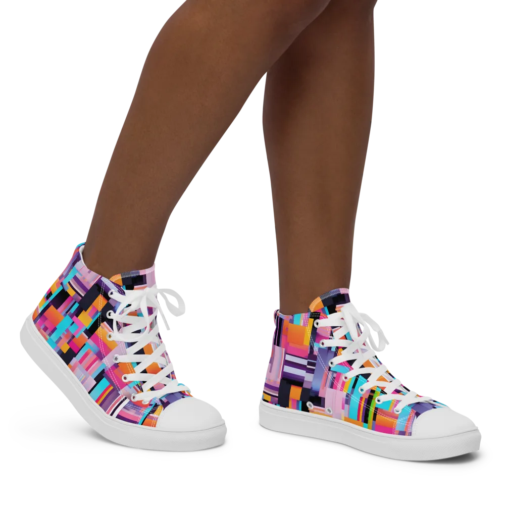 Chromatic Circuit on Women's High Top Canvas Shoes — Right